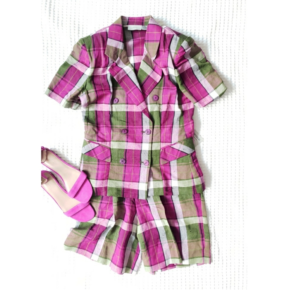 FOR Pete's Sake vintage pink double breasted short set M